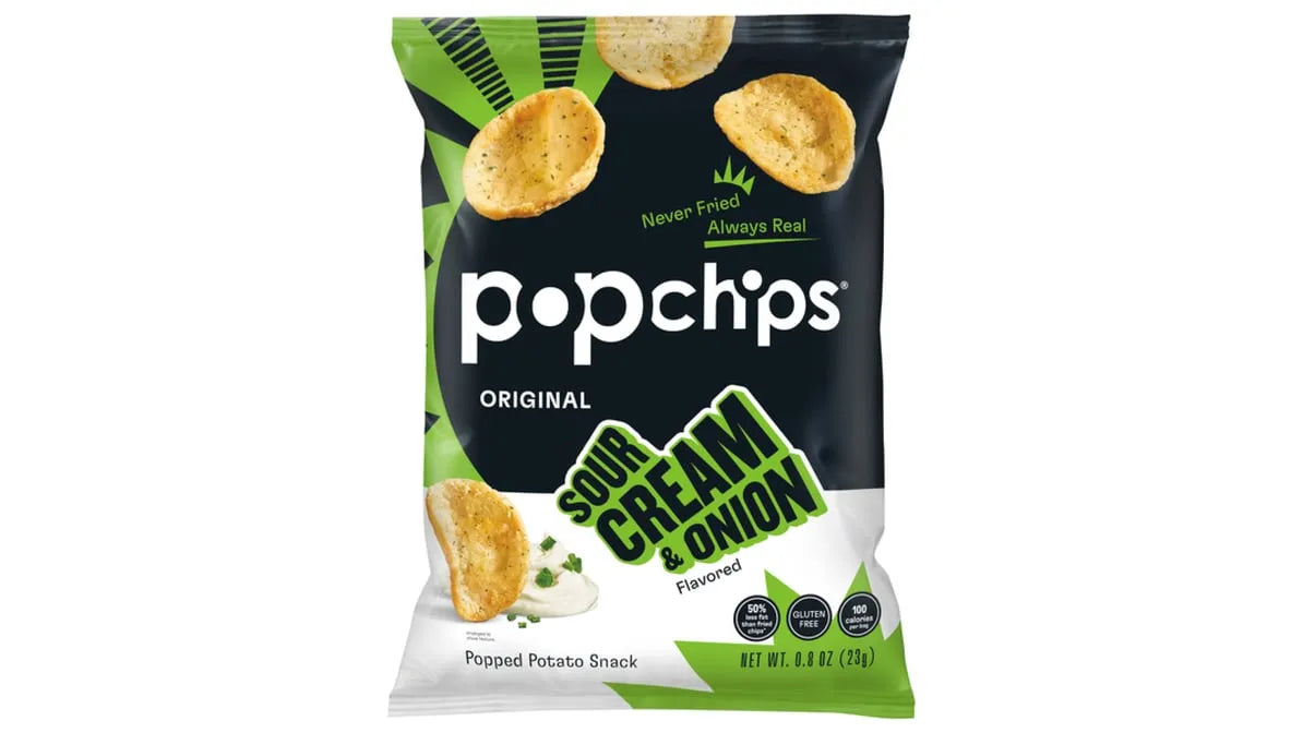 Popchips Sour Cream and Onion Potato Chips (10 ct, 1 oz) single serve office snack