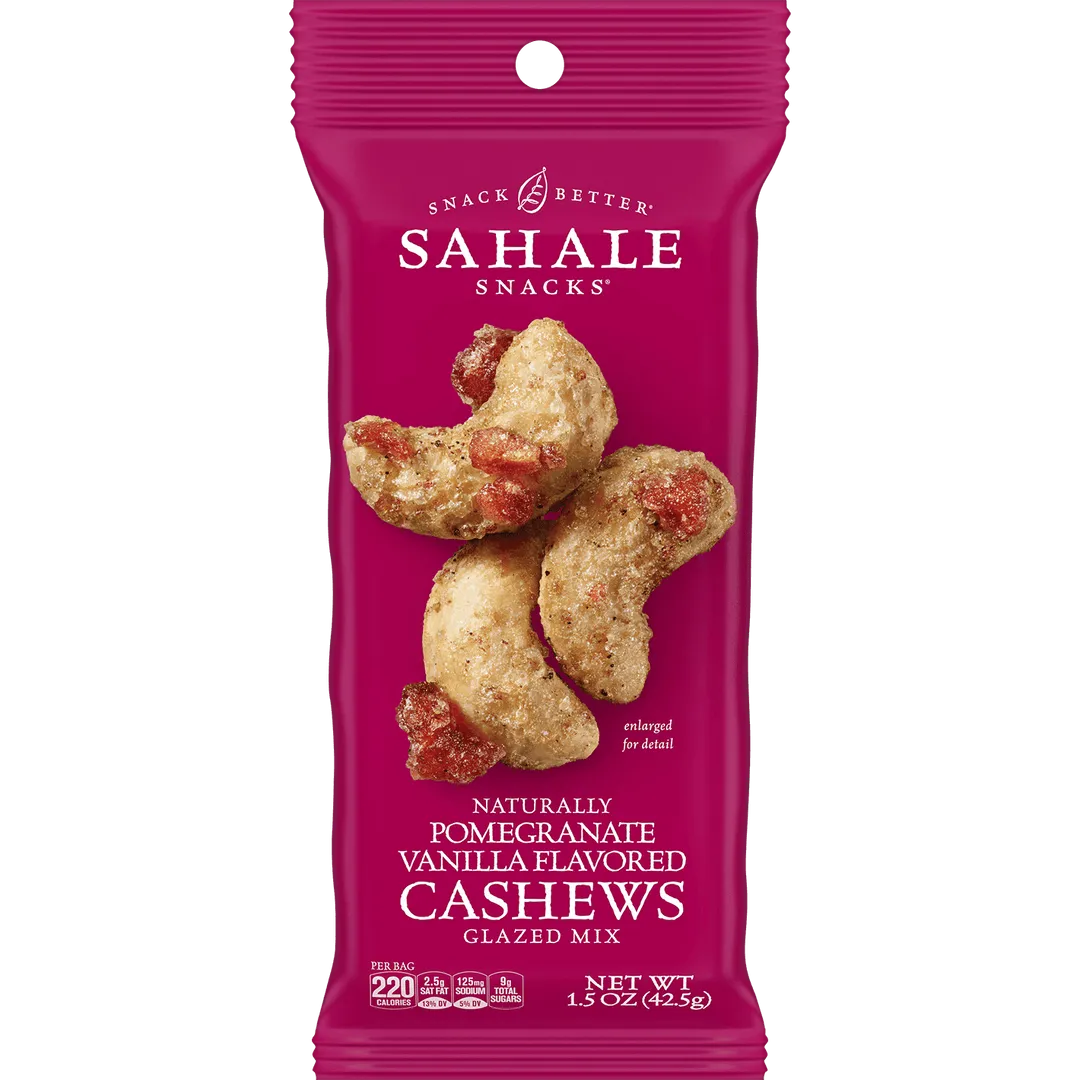 Sahale Pomegranate Vanilla Cashews (10 ct, 2 oz) single serve office snack