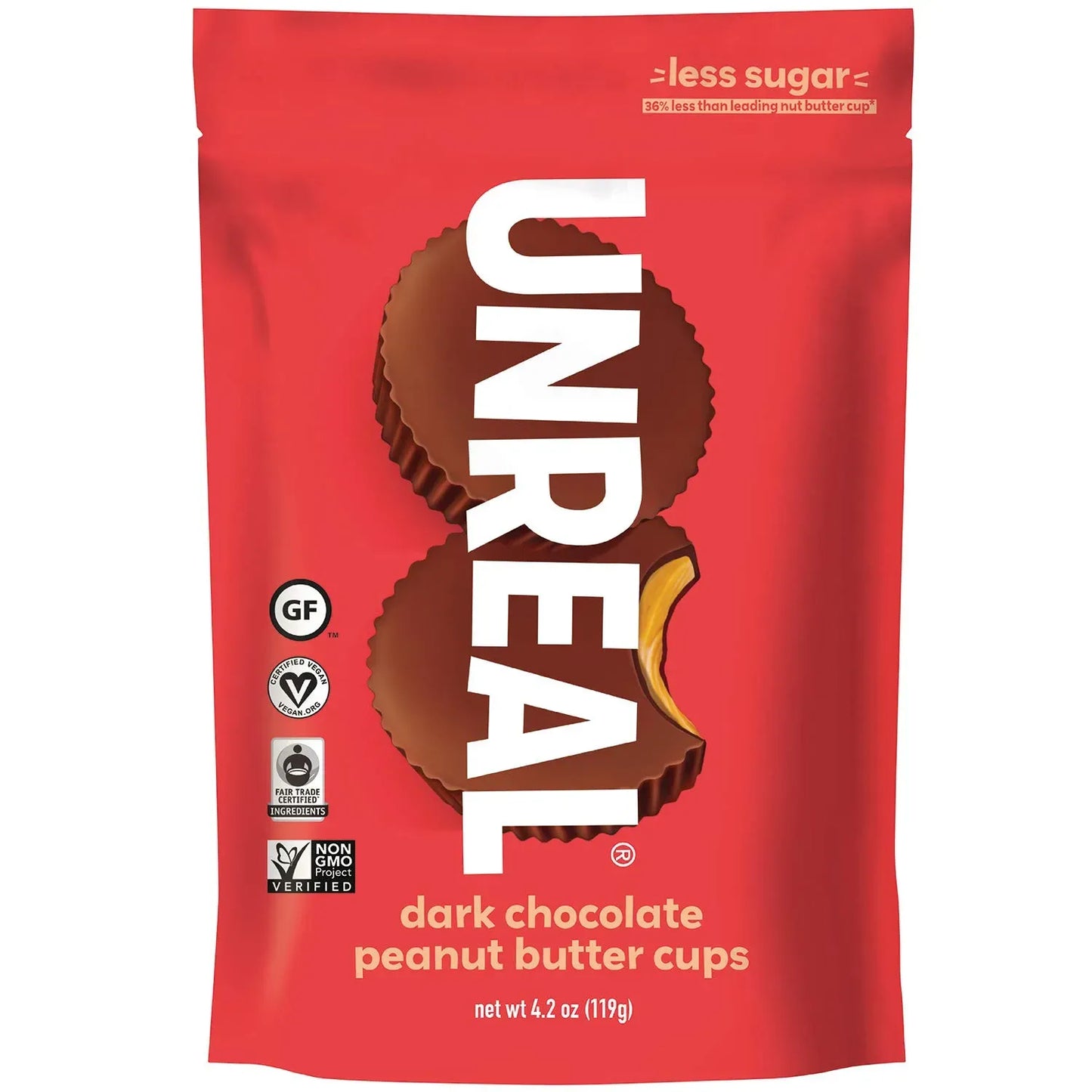 Unreal Dark Chocolate Peanut Butter Cups (10 ct, 0.53 oz) single serve office snack