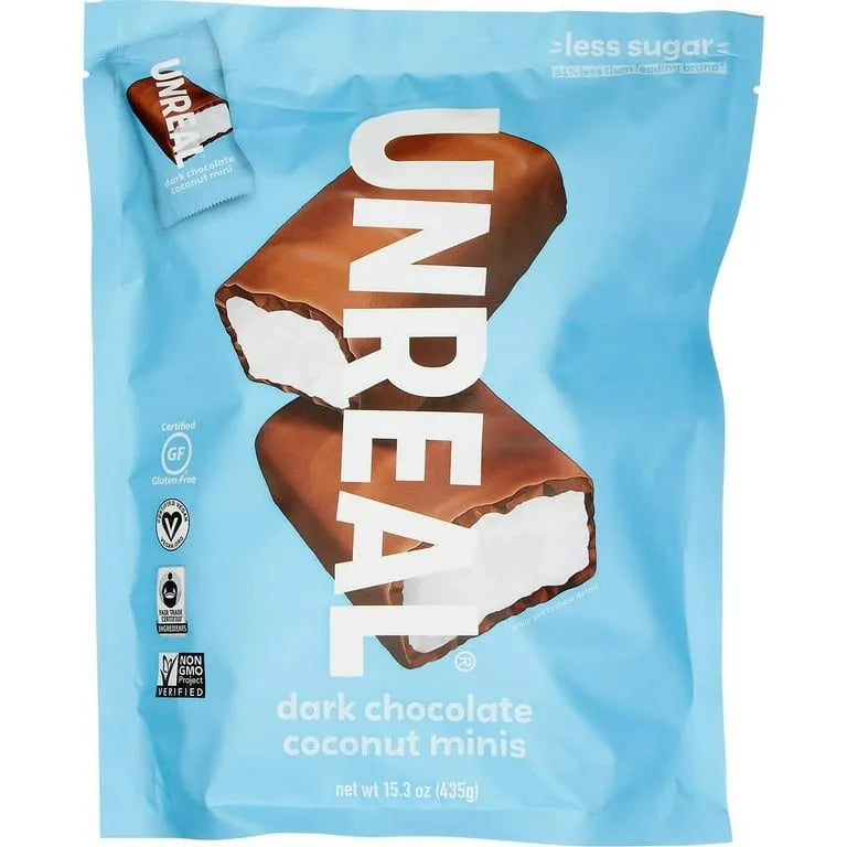 Unreal Dark Chocolate Coconut Minis (10 ct, 0.52 oz) single serve office snack