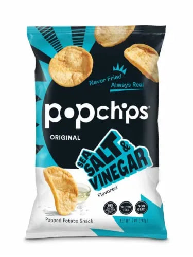 Popchips Salt and Vinegar Potato Chips (10 ct, 1 oz) single serve office snack