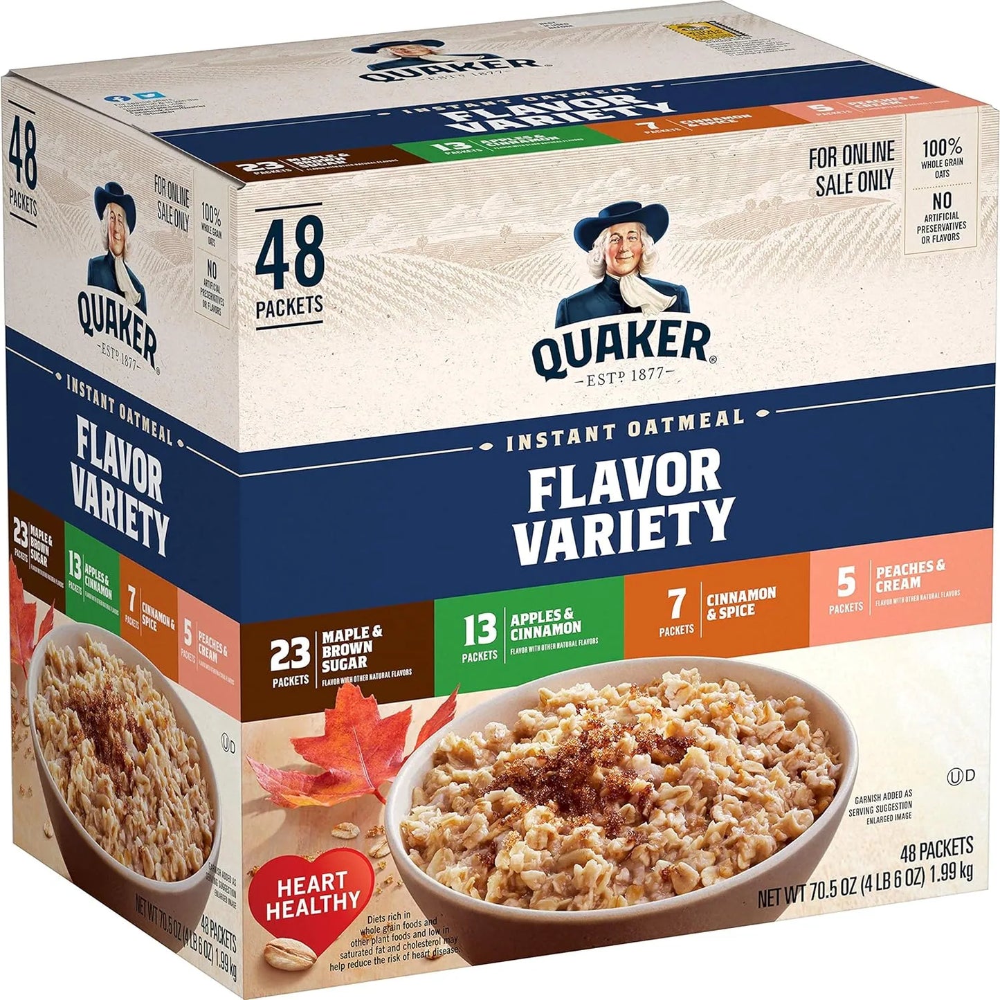 Quaker Instant Oatmeal Variety Pack (10 ct, 1 ct) single serve office snack