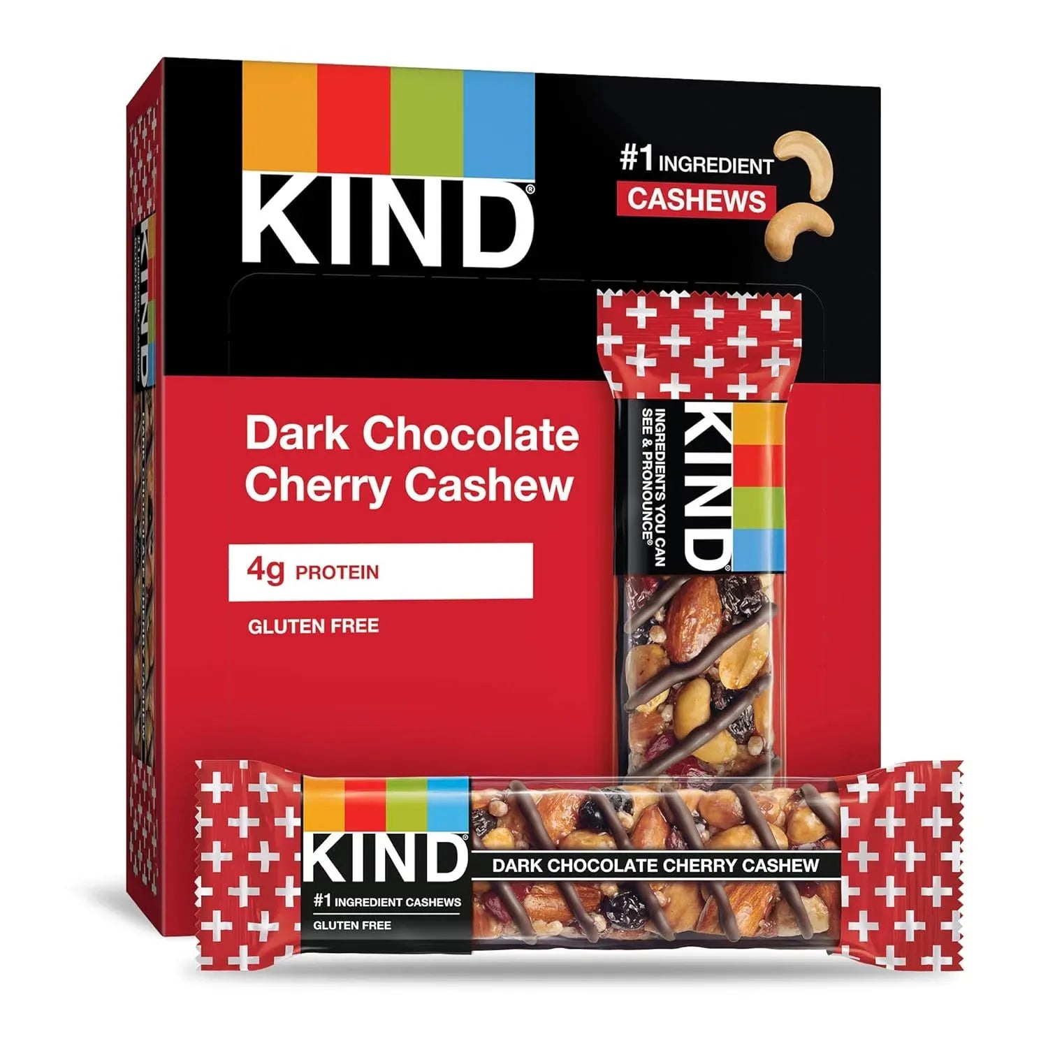 Kind Dark Chocolate Cherry Cashew Bars (10 ct, 1 oz) single serve office snack