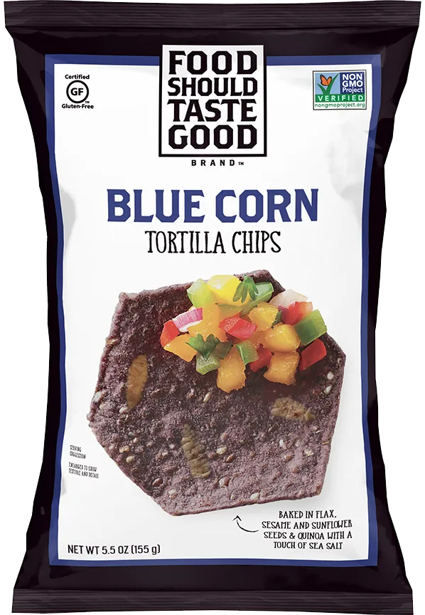 Food Should Taste Good Blue Corn Tortilla Chips  (10 ct, 1 oz) single serve office snack