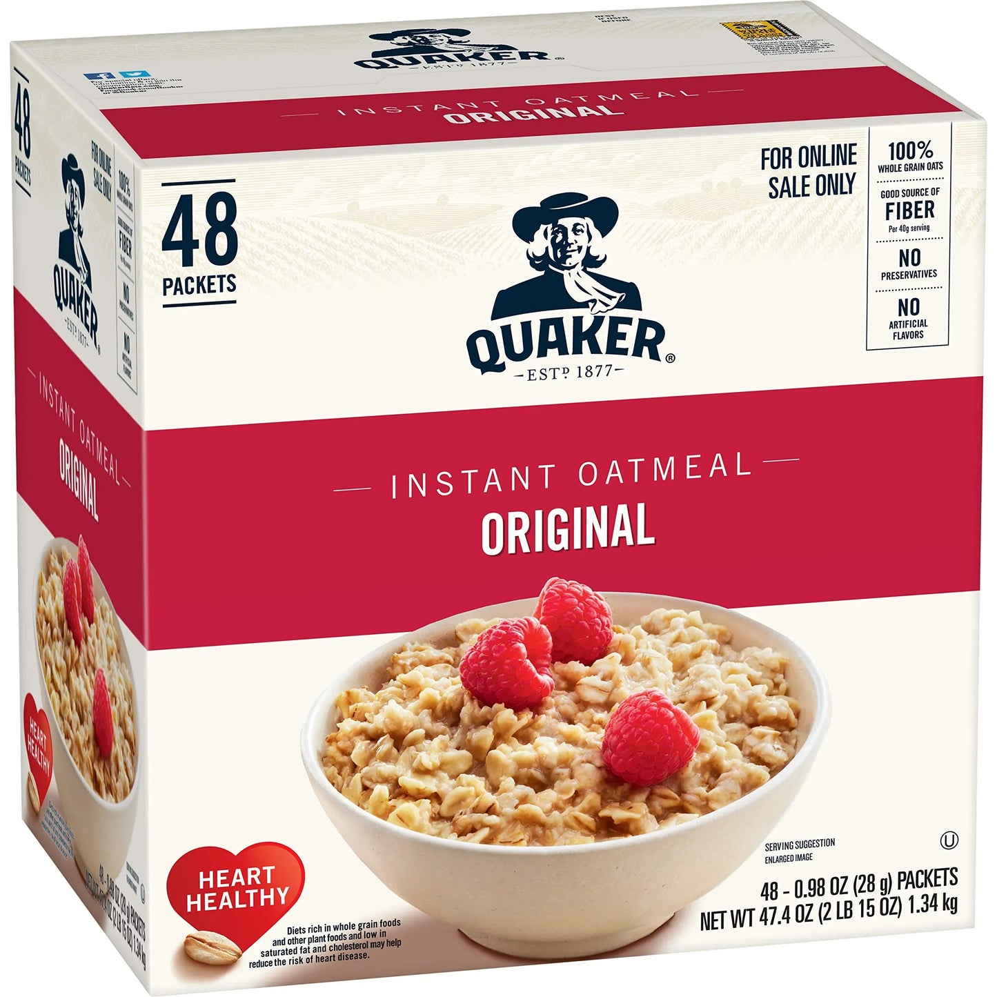 Quaker Original Instant Oatmeal (10 ct, 1 oz) single serve office snack