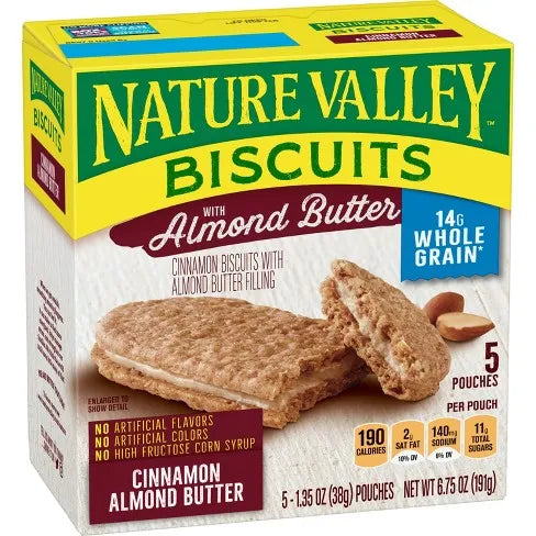 Nature Valley Biscuits with Almond Butter (10 ct, 1 oz) single serve office snack