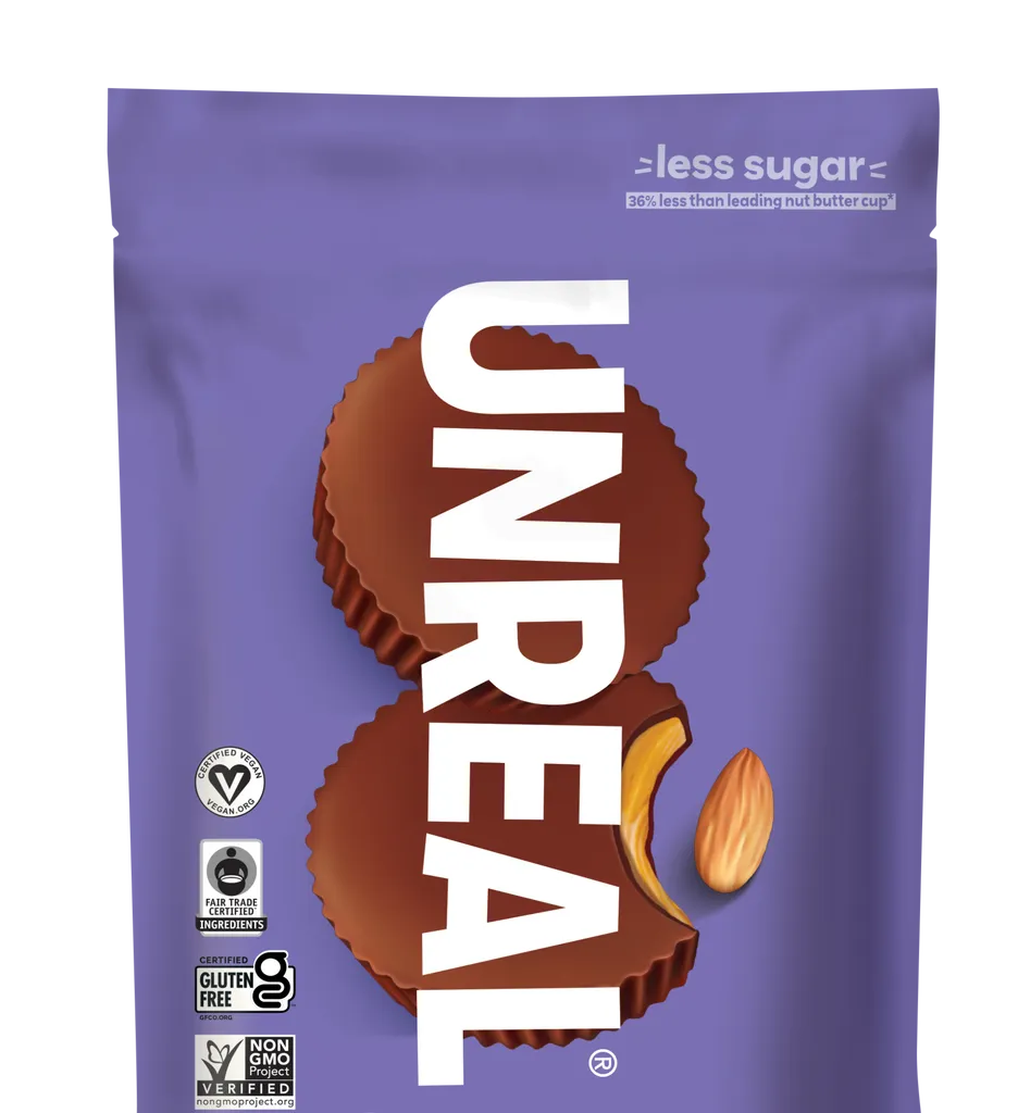 Unreal Dark Chocolate Almond Butter Cups (10 ct, 0.53 oz) single serve office snack