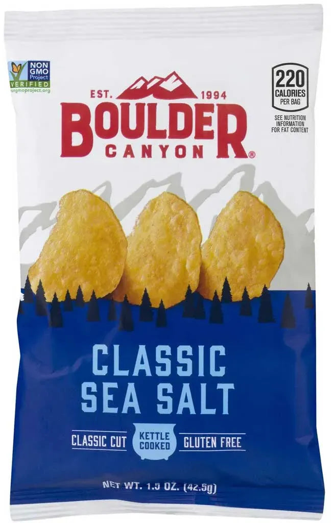 Boulder Canyon Kettle Potato Chips Sea Salt (10 ct, 1.5 oz) single serve office snack