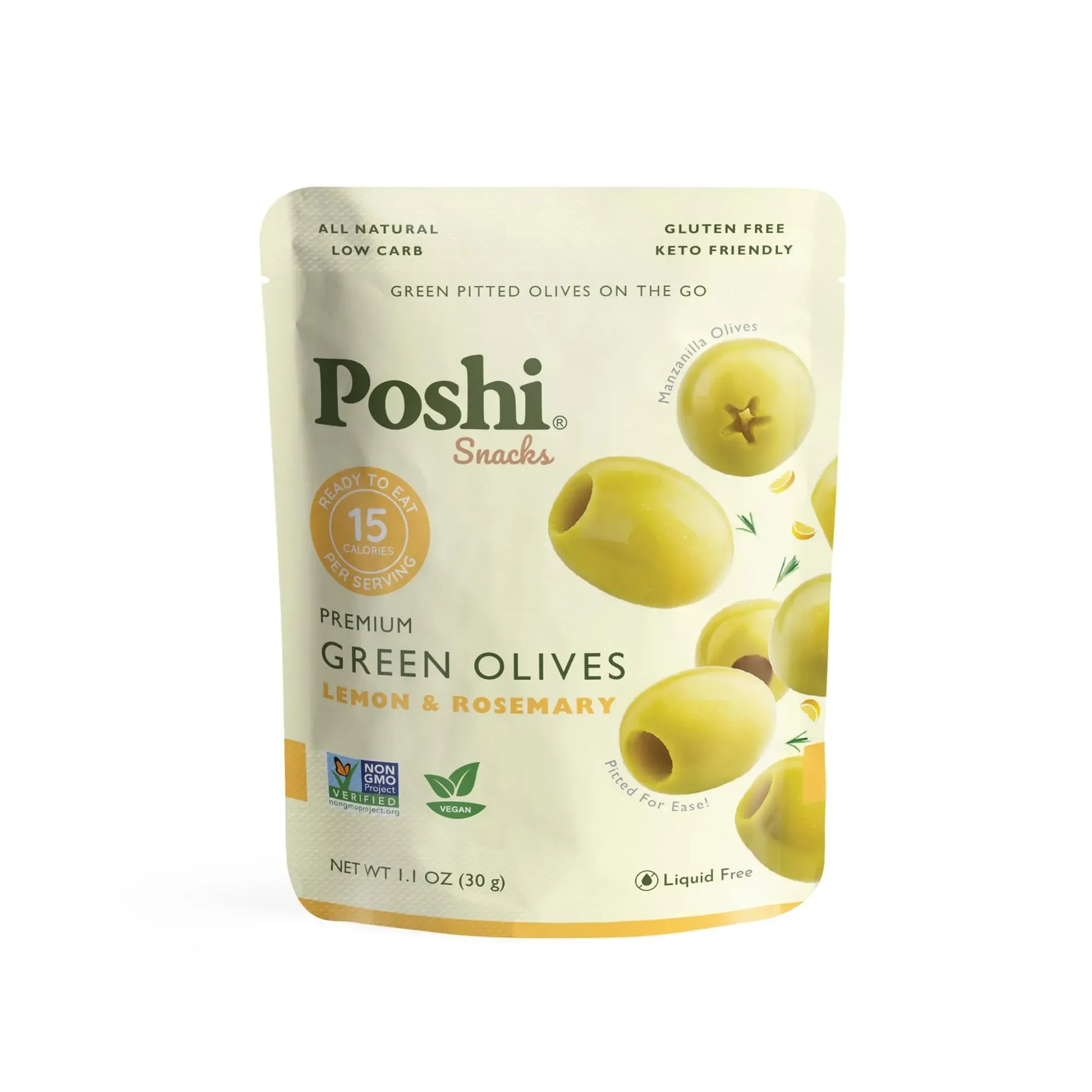 Poshi Olives Lemon & Rosemary Olives (10 ct, 1 oz) single serve office snack