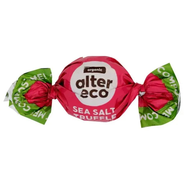 Alter Eco Sea Salt Dark Chocolate Truffles (10 ct, 0.42 oz) single serve office snack