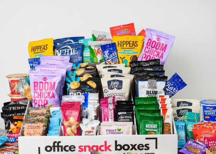 Individually wrapped snacks weighted toward protein for a Denver office